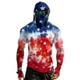 thumbnail image 3 of Men's Patriotic American Flag Fishing Hoodie with Built-in Face Mask and Thumbhole Cuffs Featuring UPF 50+ Sun Protection Long Sleeve Shirt for 4th of July Memorial Day Deep Red L, 3 of 9