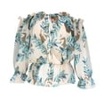 thumbnail image 5 of One Shoulder Chiffon Tops for Women Puff Long Sleeve Tie Blouse Loose Floral Printed Casual Shirts, 5 of 5