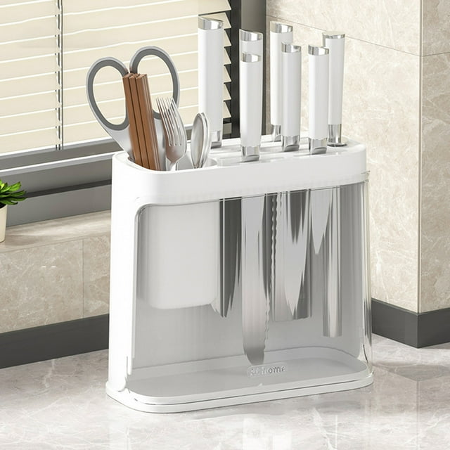 Kitchen Plastic Knife Rack Shelf Countertop Multifunctional Knife And Fork Spoon Organizer Cylinder Knife All One Organizer Knife Racks