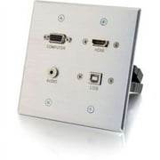 C2G HDMI VGA 3.5mm and USB Pass Through Double Gang Wall Plate - Aluminum - mounting plate