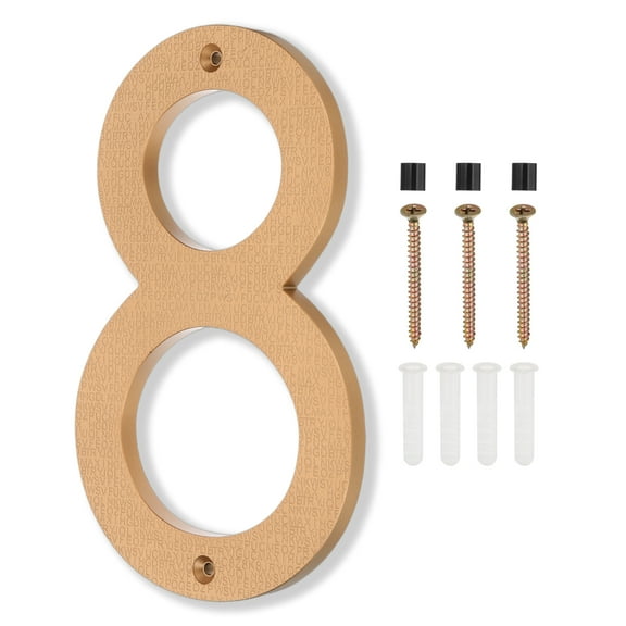8 Inch House Numbers, House Address Numbers Sign Large Floating House Numbers Modern House Numbers with Screws for Outside Door Wall Street, Gold, 8