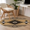 thumbnail image 5 of Brown Southwest Large Area Rugs for Bedroom Living Room, Soft Non Slip Carpet Bedside Rug, Boho Aztec Ethnic Abstract Geometric Round Floor Cover Kitchen Accent Rug 4' for Dining Room/Office, 5 of 9