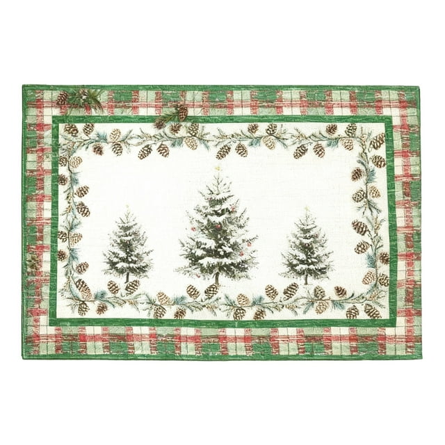 Christmas Pine Cones Floor Mat for Front Door, Festive Holiday Entryway Doormat, Durable Polyester Decor Rug for Winter Home Use