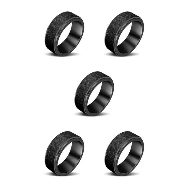 ZLight Ring Stainless Steel Rotating for Spinning Men Decompression Hand Jewelry 6mm Anti Stress Fashion Rust-proof Spinner Size 9 5Set