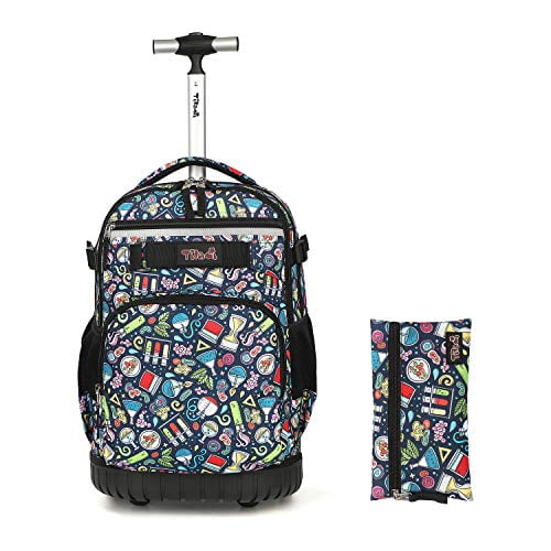 Tilami Rolling Backpack 18 inch with Pencil Case Wheeled Laptop 