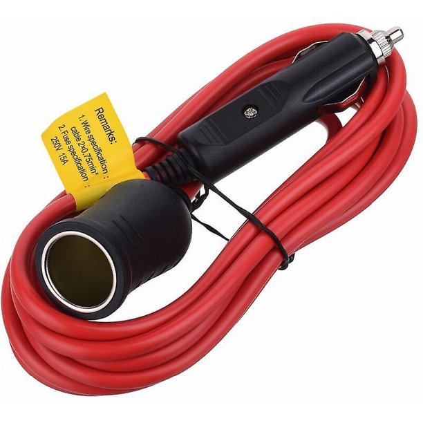 Cable de extensión resistente de 12 V/24 V y 12 pies con enchufe para encendedor de cigarrillos, modelo: 10 (hy)