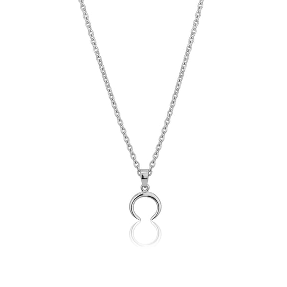 Vanbelle Sterling Silver Jewelry Crescent Horn Pendant Necklace with Rhodium Plating for Women