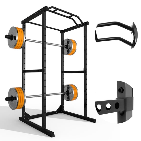 QUHEE 1200 lbs Capacity Squat Rack, Multi-Functional Power Rack, 14-Level Adjustable Workout Equipment for Home Gym