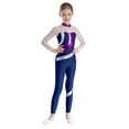 thumbnail image 2 of Aislor Kids Girls Rhythmic Gymnastics Unitard Full Length Dance Bodysuit Long Sleeve Sparkle Figure Skating Costume Navy Blue 8, 2 of 7