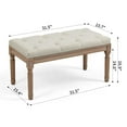 thumbnail image 6 of Modern Wood Fabric Bench with Upholstered Button Tufted Padded Seat, Vintage Luxury Entryway Bench, 6 of 8