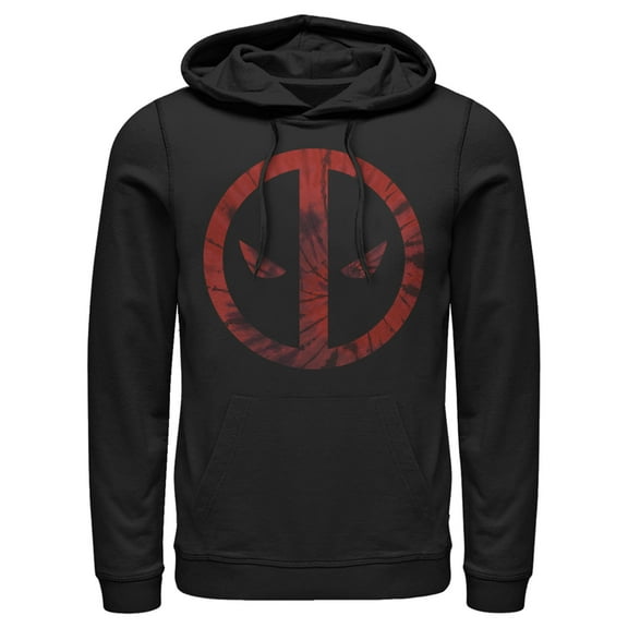 Men's Marvel Deadpool Tie Dye Face Symbol Hoodie Color: Black Size: L