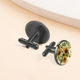 thumbnail image 6 of PhooArto Men's Classic Stainless Steel, Vintage Sunflowers Music Notes Pattern Cufflinks Business Wedding Shirts, Black, 6 of 6