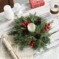 thumbnail image 4 of Artificial Flower Candle Ring Centerpiece with Berries for Holiday Dining Table Decor and Party Celebrations, 4 of 6