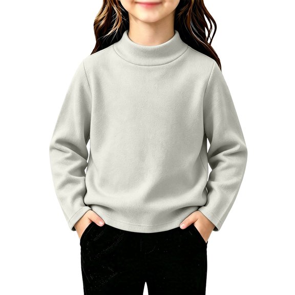 Girls Mock Neck Long Sleeve Sweatshirts Turtleneck Fleece Sweater Pullover