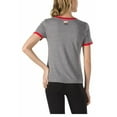 thumbnail image 2 of Vans Off The Wall Women's X Captain Marvel Ringer Tee T-Shirt in Grey Racing Red (X-Small), 2 of 4