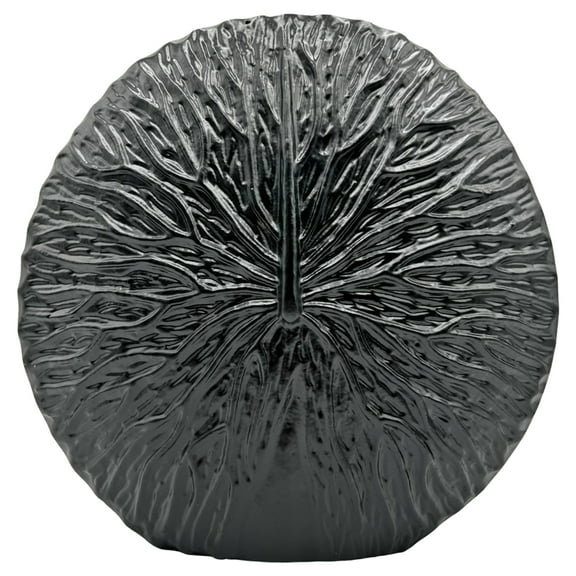 Bergamo Art 11" Decorative Handmade Aluminum Round Flower Vase in Black
