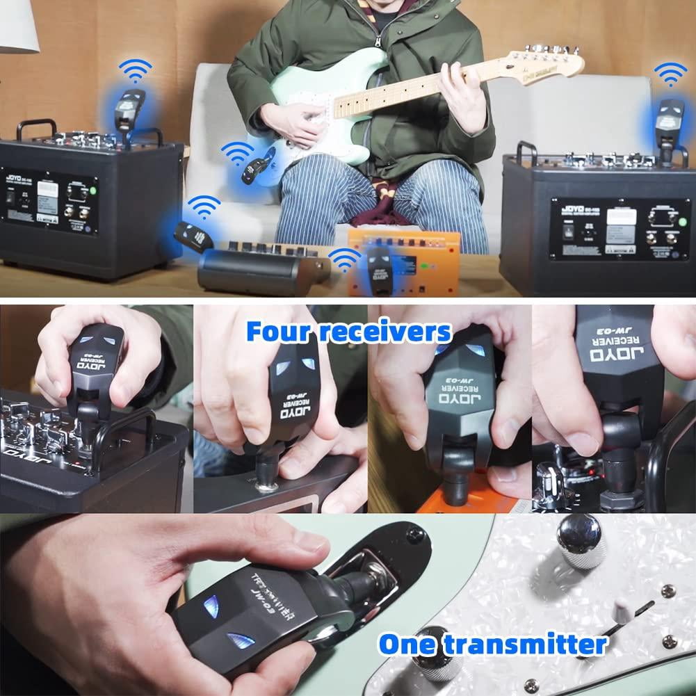2.4ghz Wireless Guitar System 4 Channels Rechargeable Audio Transmitter Receiver For Bass Electric Instruments (jw-03)