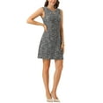 thumbnail image 4 of INSPIRE CHIC Women's Tweed Dress Keyhole A-Line Sleeveless Casual Work Dresses M Black, 4 of 6