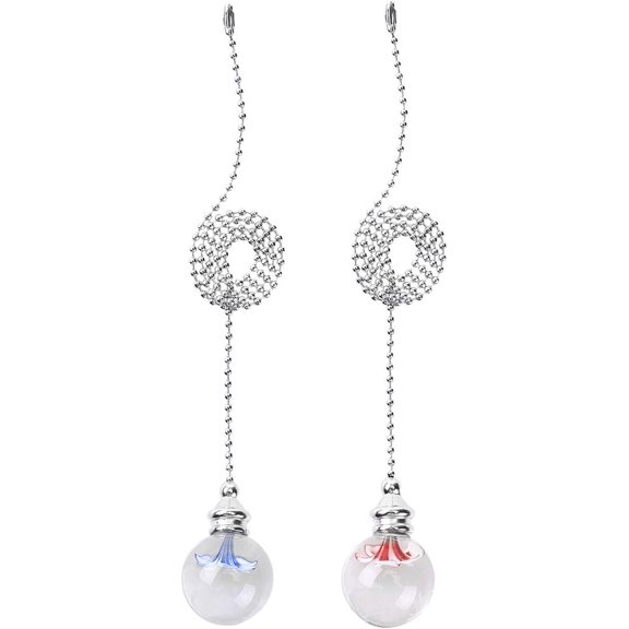 2Pcs Pull Chain Crystal Glass Ice Cracked Ball Pull Chain for Ceiling Fan Light Decoration Extension Connector Flower Crystal Glass