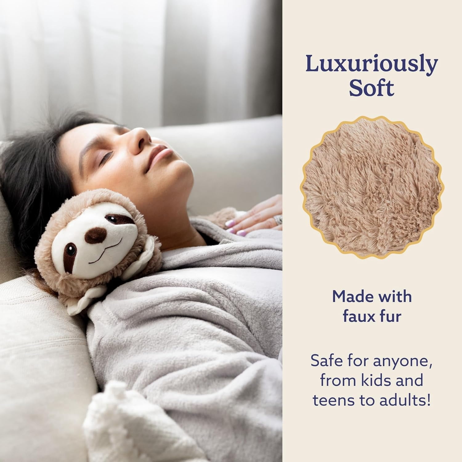 warmies Heating Pad Wrap, Microwavable Neck and Shoulder Weighted Plush Heat Pad, Sloth