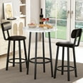 thumbnail image 4 of Cvortll 3 Piece Pub Table Sets, 23.6" Round Faux Marble Bar Tables with 2 Barstool, Wood Pub Bar Table Set for Small Spaces, Kitchen, Breakfast, 4 of 8