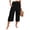 Black, variant on Wide Leg Capri Linen Pants for Women Loose Summer Ruffles High Rise Elastic Casual Cropped Bottom with Pockets