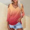 thumbnail image 7 of Womens Tops 3/4 Length Sleeve Tops Neck Casual Print Tunic T Shirts Three Quarter Length Tops Blouses For Women, 7 of 7