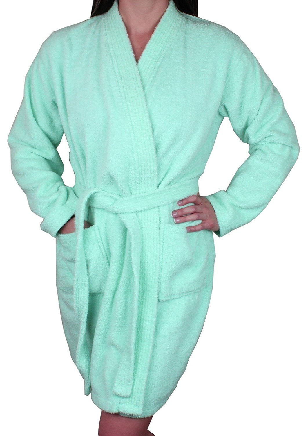 Ms Lovely Women's Cotton Terry Cloth Long Sleeve Bathrobe Soft