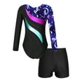 thumbnail image 4 of iixpin Girls Sparkle Ballet Dance Unitard Biketard with Gymnastic Shorts Long Sleeve Leotards Set Athletic Tracksuit Navy Blue 10, 4 of 7