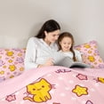 thumbnail image 5 of jejeloiu Pink Star Cat Polka Dot Full Size Comforter Sets Kids,Lovely Kitten Print Bedding Sets,Reversible,3 Pieces, 5 of 8
