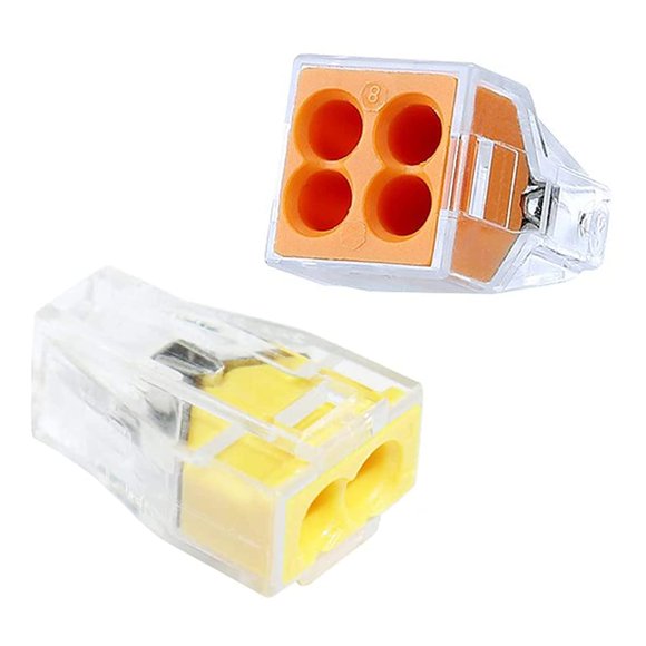 shiyou-100PCS Push-in Wire Connector 20-12AWG Wire Nuts Splice Terminal- 2Port-50PCS and 4Port-50PCS