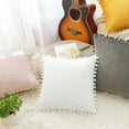 thumbnail image 7 of REGALWOVEN Velvet Pillow Cover with Pompoms for Sofa Bed 2PCS Snow White 20x20Inch, 7 of 7