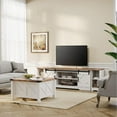 thumbnail image 6 of WAMPAT Modern Farmhouse TV Stand for up to 85" TVs, Wood Entertainment Center with Sliding Barn Door & Adjustable Shelf for Living Room, Antique White, 6 of 8