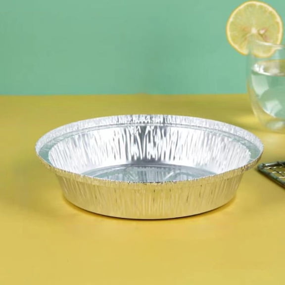 50Pcs Portable Disposable Air Fryer Tin Foil Box Silver Air Fryer Liner Round Foil Trays Foil Food Container Aluminum Foil Plates Tin Foil Flan Dishes 6INCH