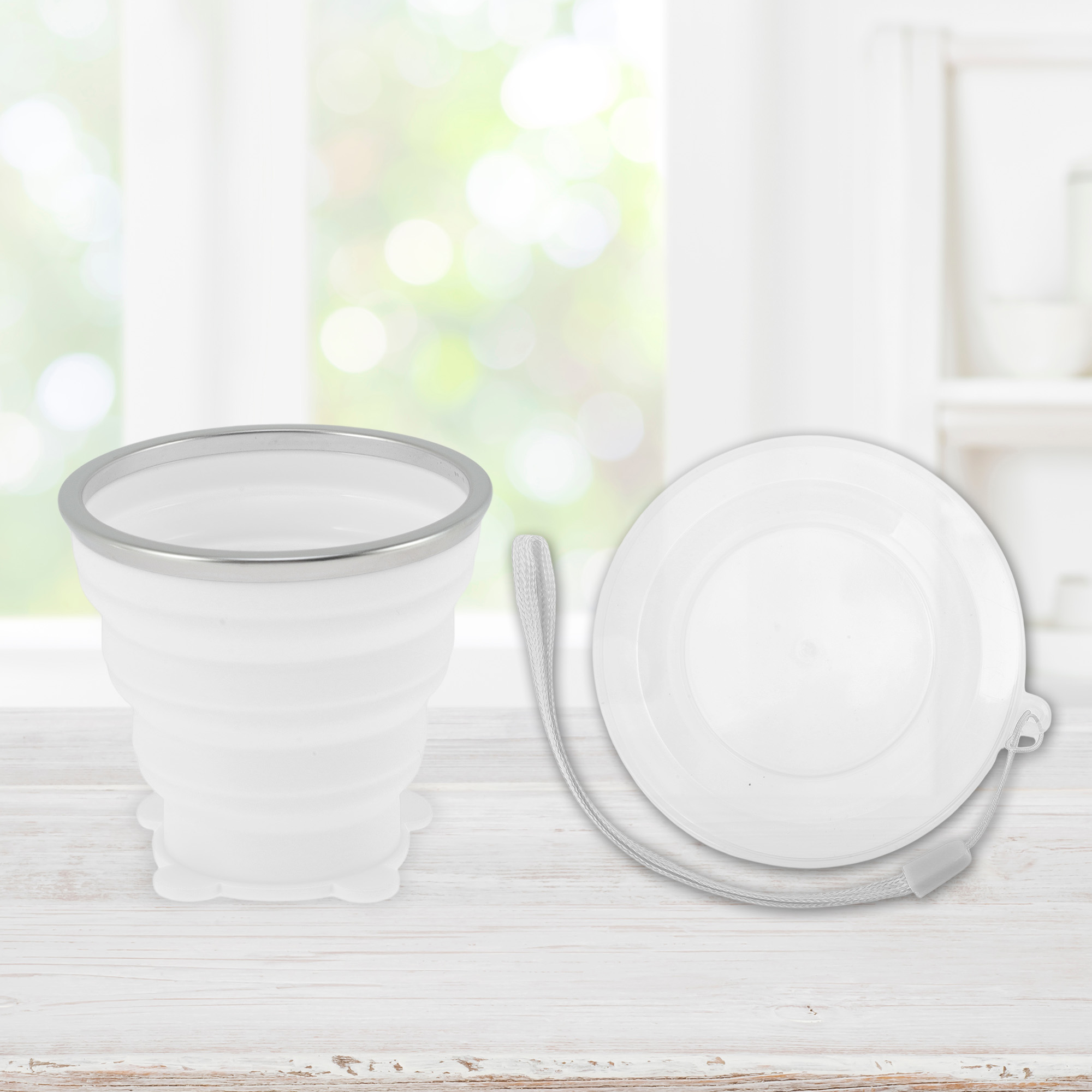 Unique Bargains Folding Cup Bears Design Collapsible Cups 1 Pc  Transparent White 270ml