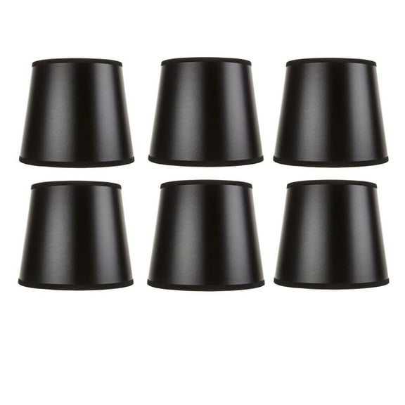 Black 7 Inch Chandelier Lampshades with Nickel Bulb Clip (Set of 6)