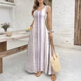 thumbnail image 4 of CIENVNSTG Summer Dresses for Women 2026 U Neck Sleeveless Casual Midi Dress Striped Printed Beach Vacation Sundresses with Pockets Light Purple S, 4 of 5