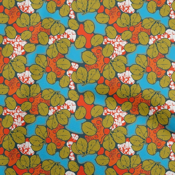 oneOone Velvet Teal Blue Fabric Abstract Leaf Diy Clothing Quilting Fabric Print Fabric By Yard 58 Inch Wide