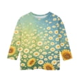 thumbnail image 3 of Grblisyd Girls 3/4 Sleeve T Shirts Kids Cute Floral Print Tops Casual Loose Crewneck Graphic Tees 2-13Y, 3 of 5