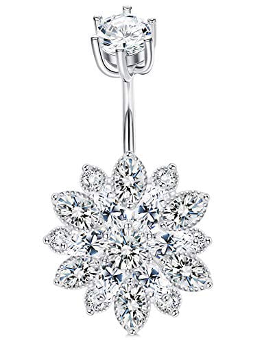 Elegant Design 925 Sterling Silver Belly Bar Pacific Blue Cubic Zirconia 