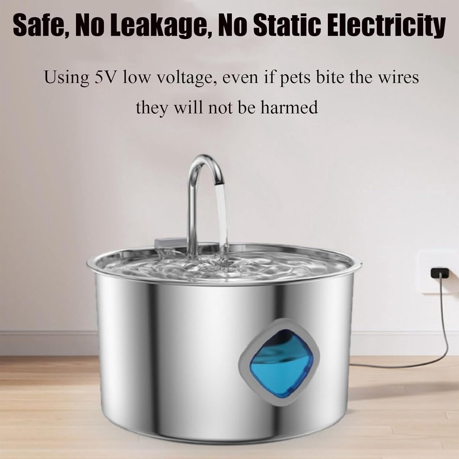Pawira Automatic Pet Water Fountain for Cats and Dogs, 108oz/3.2L Stainless Steel Fountain with 4-Stage Filtration, Ultra-Quiet Pump, Visible Water Window & 2 Filters Included
