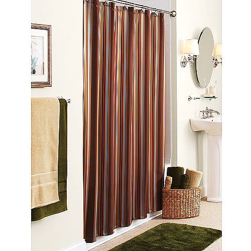 Better Homes & Gardens Woodside Stripe Espresso Bean Shower Curtain, 1