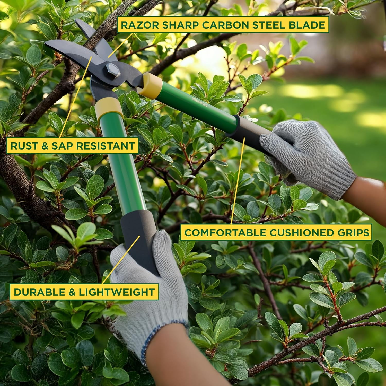 Miracle-Gro 15 in. Bypass Lopper, Carbon Steel Blade, 1 in. Cutting Capacity & Comfort Grip Handles