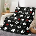 thumbnail image 4 of Cozy Animal Paw Print Flannel Blanket – Soft, Tear-Resistant, and Warm with Black Background & Minimalist Pet Design – Perfect for Home Decor or Sofa Use, 4 of 6