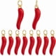 thumbnail image 1 of 1 caja de 10 dijes de chile picante esmaltados en rojo, chapados en oro de 16 quilates, amuleto de la suerte para colgantes, pendientes, pulseras y bisutería., 1 of 6