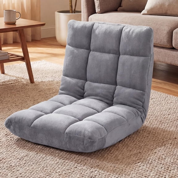 Floor Chair with 14‑Position Adjustable Back, Padded Recliner Couch, Portable Folding Floor Sofa for Meditation, Reading and Gaming, Grey