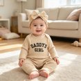 thumbnail image 2 of Vedolay Baby Girl Clothes Size Newborn 3M 6M Infant Girls Fall Winter Long Sleeve Bodysuit+Headband 2-Piece Outfits Set（Beige,0-3 Months）, 2 of 8