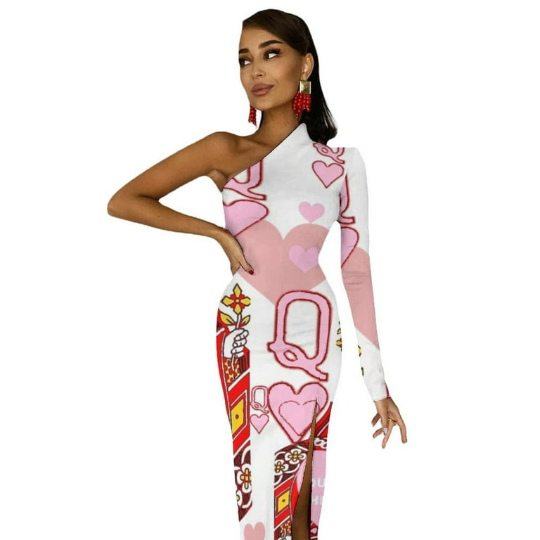 DECORATIVE RED & PINK QUEEN OF HEARTS CASINO ART Half Dleeve Split Dress  Women"s clothing dress women summer - Walmart.com