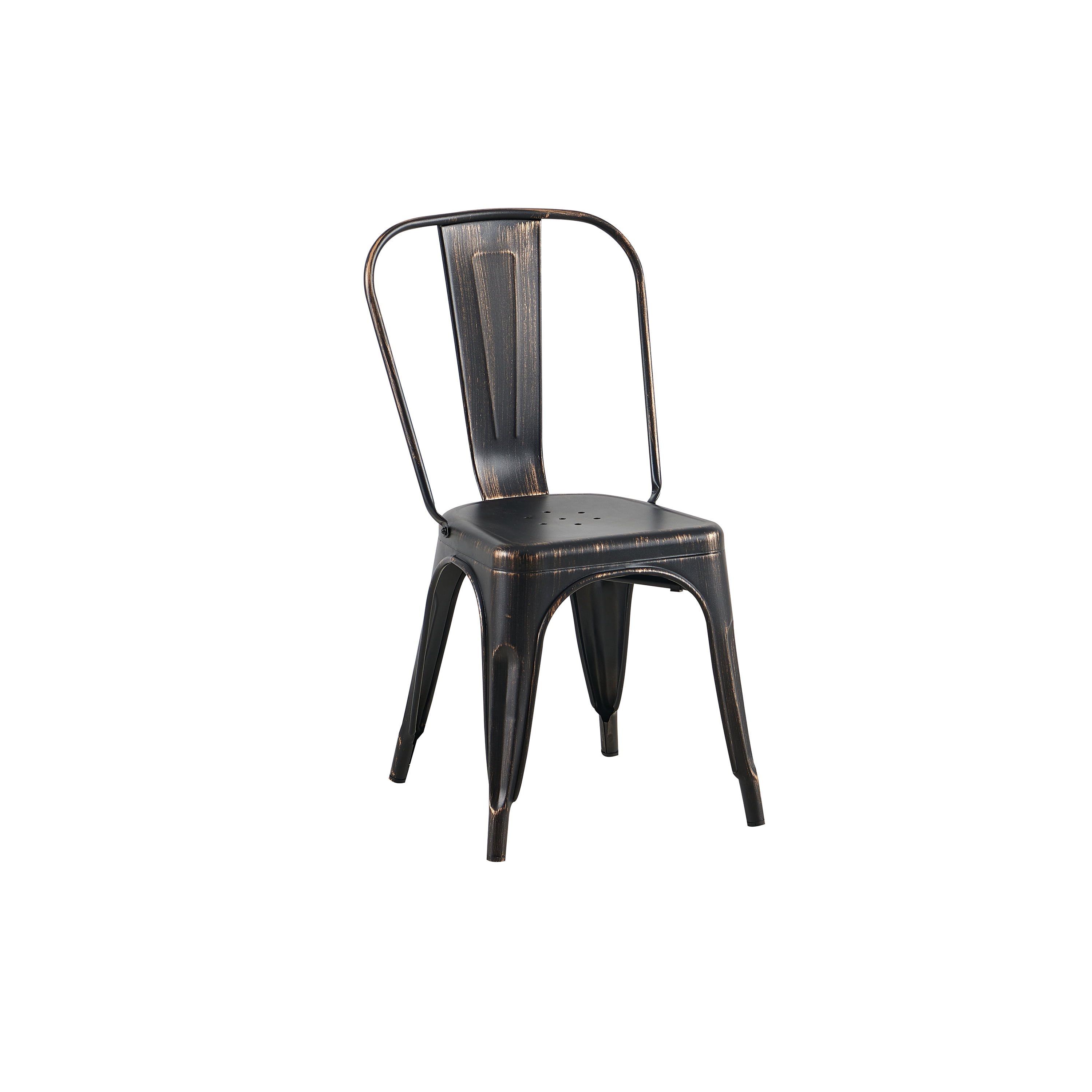 Sanded Matte Black Industrial Metal Dining Chairs 18 Inch Seat Height Stackable, Set of 4