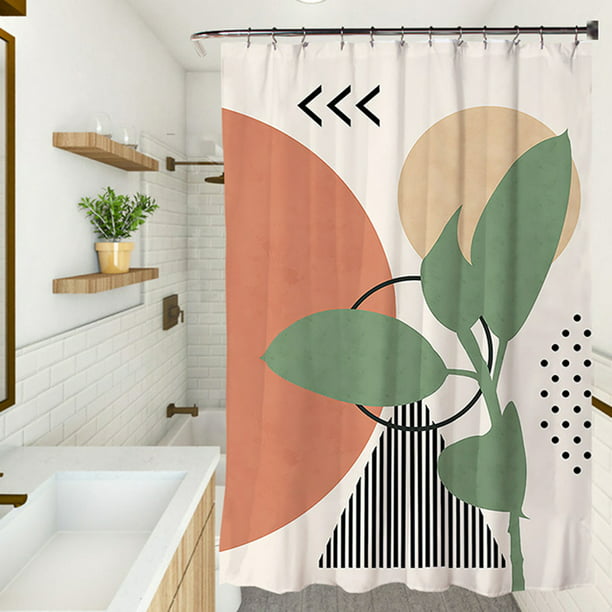 Modern Abstract Fabric Stall Shower, Shower Curtain For Single Stall